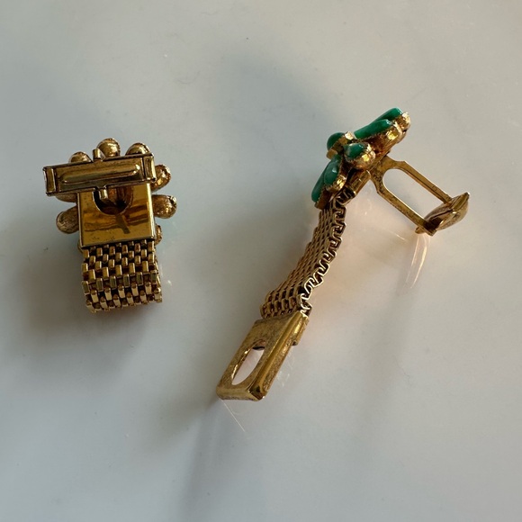 Vintage Green Floral Cufflinks - Picture 4 of 4